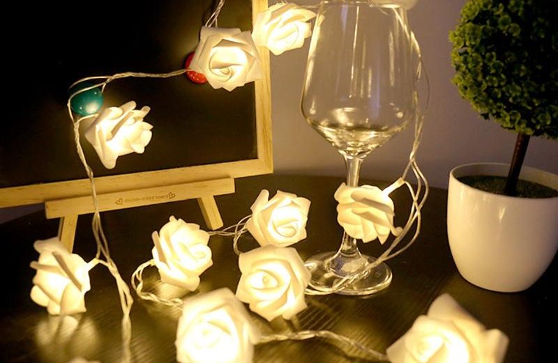 20 LED String Lights USB Roses Flower Flasher Fairy Light Outdoor Holiday Lighting Christmas Party Wedding Home Decoration